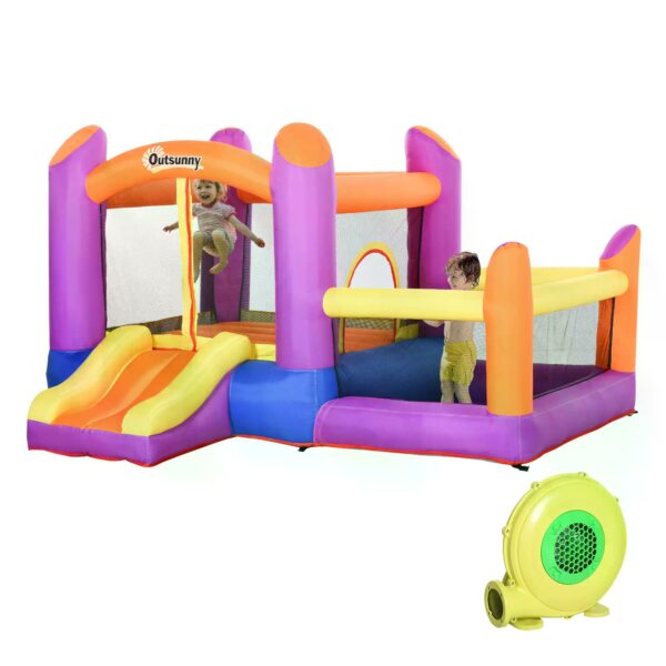 Outsunny Kids Bounce Castle House Inflatable Trampoline Slide Water Pool 3 in 1 with Inflator for Kids Age 312 Multicolor 3 x 2.8 x 1.7m