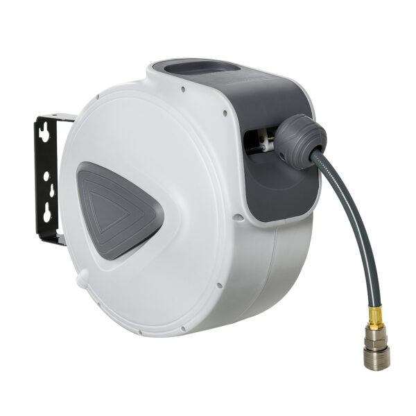 DURHAND Retractable Air Hose Reel 10m+90cm Hose Diameter 3/8" 9.5mm, Hose Connector 1/4" BSP, Wall Mount Auto Rewind HoseReel