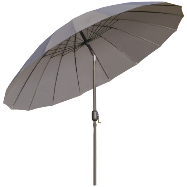 Outsunny Garden Umbrella ??255cm Table Parasol with Push Button Tilt Crank and Ribs for Garden Lawn Backyard Pool