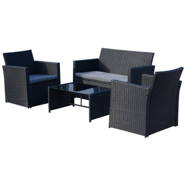 Outsunny 4Seater Rattan Sofa Set Garden Furniture Wicker Weave 2seater Bench Chair &  Table Conservatory Furniture,