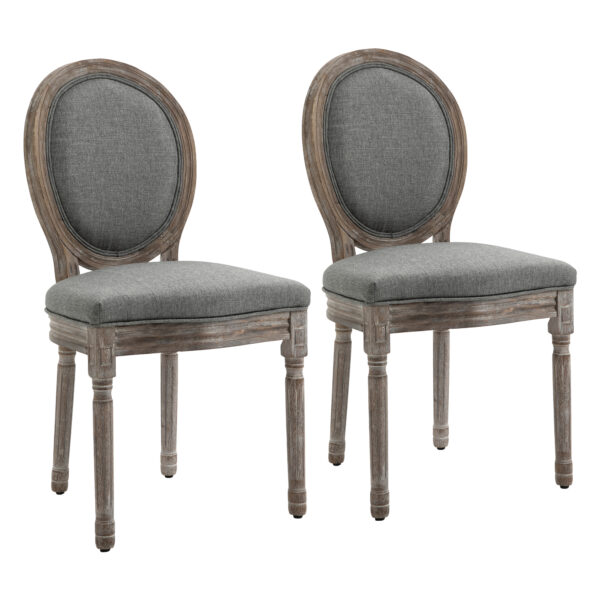 HOMCOM Set of 2 Elegant FrenchStyle Dining Chairs w/ Wood Frame Foam Seats Foot Pads Carved Legs Vintage Traditional Style Brushed Curved Back