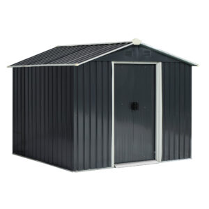 Outsunny 8 x 6ft Garden Storage Shed Double Door Ventilation Windows Sloped Roof Outdoor Equipment Tool,