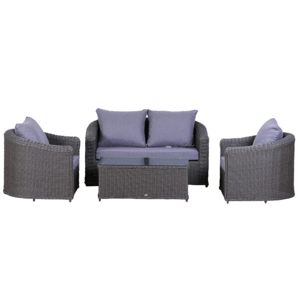 Outsunny Rattan Garden Furniture Set 4seater Sofa Set Table Single Chair Bench Aluminium Frame Fullyassembly,