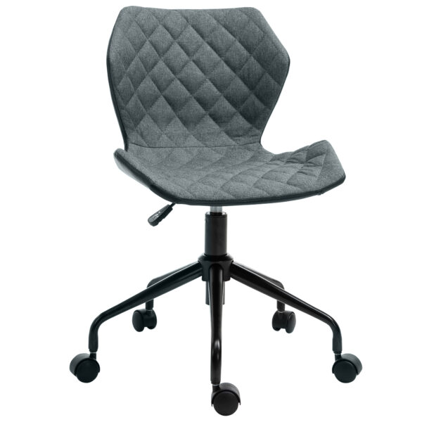 HOMCOM Swivel Chair, Home Office Computer Desk Chair With Nylon Wheels Adjustable Height Linen