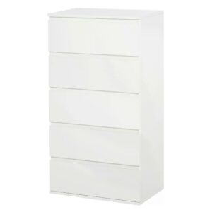 HOMCOM Chest of Drawer, 5 Drawers Storage Cabinet Freestanding Tower Unit Bedroom Living Room Furniture,