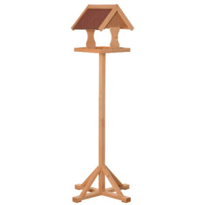 PawHut Wooden Bird Feeder Table Freestanding with Weather Resistant Roof Crossshaped Support Feet for Backyard Precut 55 x 55 x 144cm Natural