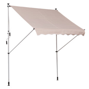 Outsunny 2x1.5m Garden Patio Manual Awning Canopy Sun Shade Shelter Adjustable Aluminium Frame Awning
