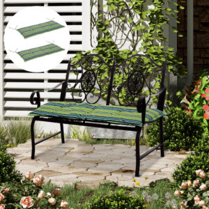 Outsunny Outdoor Cushion Pad Set for Rattan Furniture Polyester Set of 2 Seat Cushion Chair Cushion, Patio Conversation Set Cushions,  Stripes