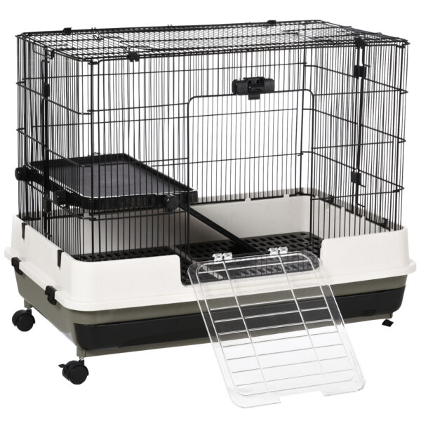 PawHut Small Animal Steel Wire Rabbit Cage Pet Play House  W/ Waste Tray