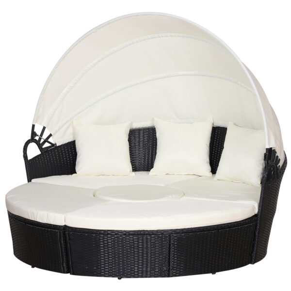 Outsunny 6Seater Rattan Garden Furniture Cushioned Wicker Round Sofa Bed with  Table  Patio Conversation Furniture Set