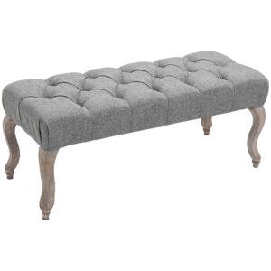 HOMCOM Tufted Upholste Accent Bench Window Seat Bed End Stool Fabric Ottoman for Living Room, Bedroom, Hallway