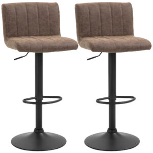HOMCOM Barstools Set of 2 Adjustable Height Swivel Gas Lift PU Leather Counter Bar Chairs with Footrest,