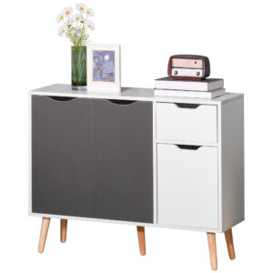 HOMCOM Sideboard Floor Standing Storage Cabinet with Drawer for Bedroom, Living Room, Home Office,