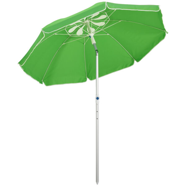 Outsunny Arc. 1.9m Beach Umbrella with Pointed Design Adjustable Tilt Carry Bag for Outdoor Patio
