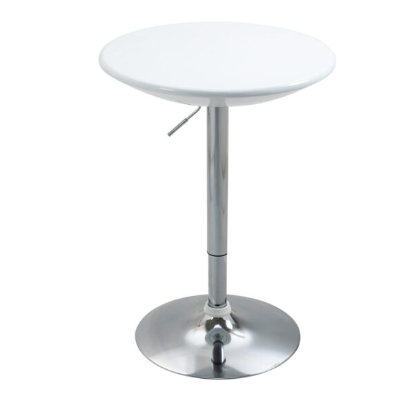 HOMCOM Modern Round Bar Table Adjustable Height Home Pub Bistro Desk Swivel Painted Top with  Steel Leg and Base,