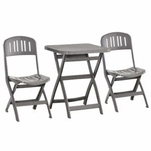 Outsunny 3 Piece Garden Bistro Set w/ Foldable Design Garden Table Two Chairs One Square Table