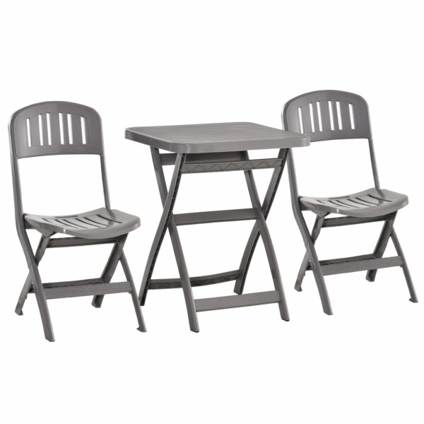 Outsunny 3 Piece Garden Bistro Set w/ Foldable Design Garden  Table Two Chairs One Square Table
