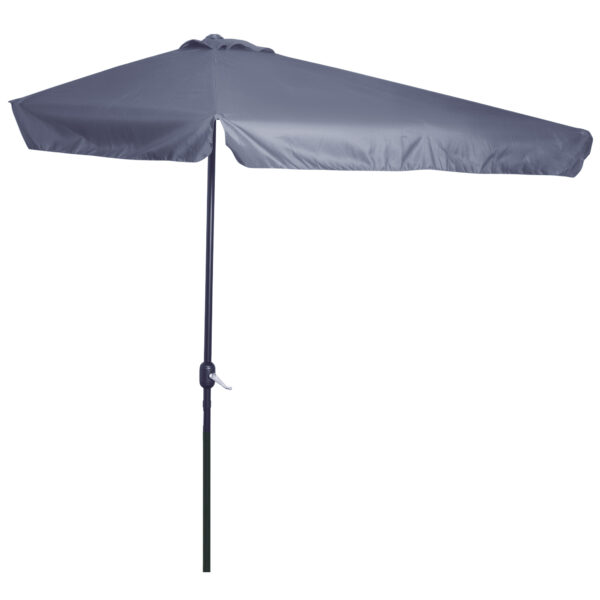 Outsunny 2.3m Half Parasol Semi Round Umbrella Patio Metal Frame Crank Handle for Balcony NO BASE INCLUDED,