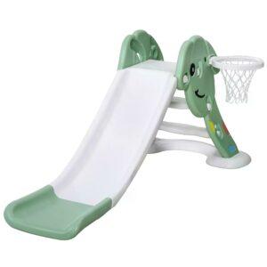 HOMCOM Kids Slide with Basketball Hoop Toddler Climber Freestanding Slider Playset Playground Slipping Slide for 26 Years Old