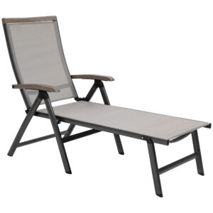 Outsunny Outdoor Folding Sun Lounger, 5Position Adjustable Chaise Lounge Chair with Aluminium Frame for Patio, Pool and Garden,