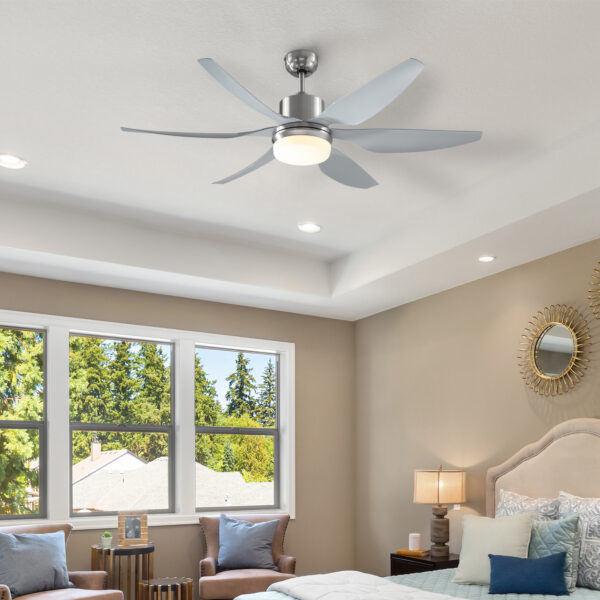 HOMCOM Reversible Ceiling Fan with Light, 6 Blades Indoor Modern Mount LED Lighting Fan with Remote Controller, for Bedroom, Living Room,