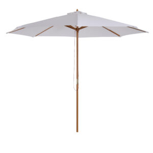Outsunny 3m Fir Wooden Parasol Garden Umbrellas 8 Ribs Bamboo Sun Shade Patio Outdoor Umbrella Canopy,