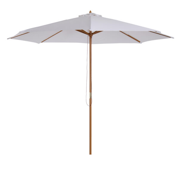 Outsunny 3m Fir Wooden Parasol Garden Umbrellas 8 Ribs Bamboo Sun Shade Patio Outdoor Umbrella Canopy,