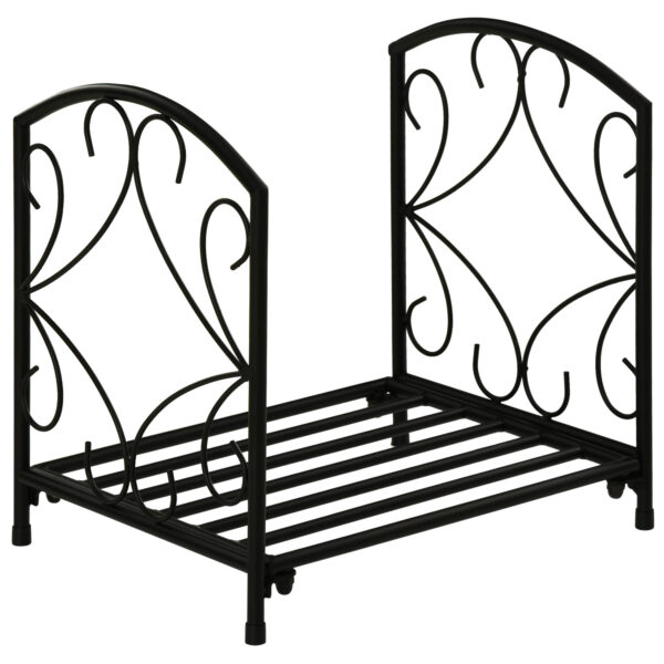 Outsunny Firewood Log Rack Fireplace Log Holder Wood Storage Rack with Side Scrolls, for Outdoor and Indoor use, 39.5 x 31.5 x 39.5cm,