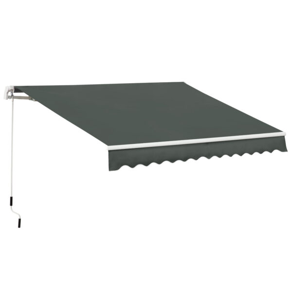 Outsunny 3.5M x 2.5M Manual Awning Canopy Retractable Sun Shade Shelter Winding Handle for Garden Patio