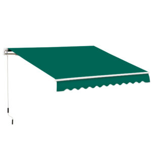 Outsunny 4x2.5m Garden Patio Manual Awning Canopy Sun Shade Shelter Retractable Manual Awning with Fittings and Crank Handle