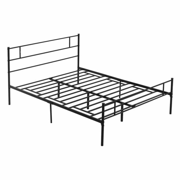 HOMCOM King Size Metal Bed Frame, Solid Bedstead Base with Headboard and Footboard, Metal Slat Support and Underbed Storage Space, Bedroom Furniture
