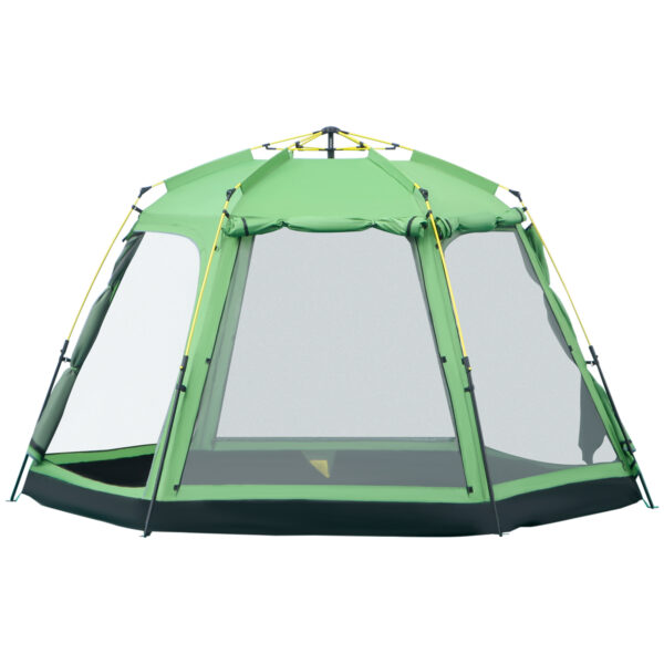 Outsunny 6 Person Pop Up Camping Tent, 2Tier Design Backpacking Tent with 4 Windows 2 Doors Portable Carry Bag for Fishing Hiking,