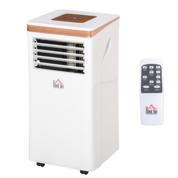 HOMCOM 10000 BTU 4In1 Compact Portable Mobile Air Conditioner Unit Cooling Dehumidifying Ventilating w/ Fan Remote LED 24 Hr Timer Auto ShutDown