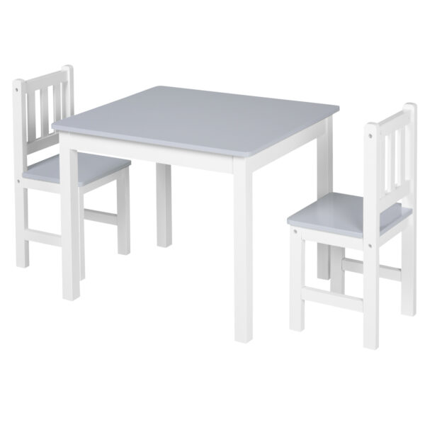 HOMCOM Kids Table and 2 Chairs Set 3 Pieces Toddler Multiusage Desk for Indoor Arts & Crafts Study Rest Snack Time Easy Assembly