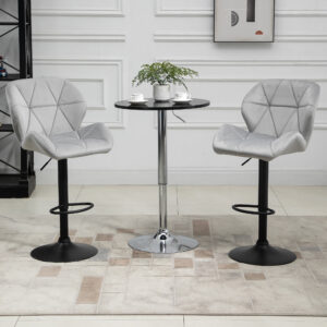 HOMCOM Bar Stool Set of 2 Fabric Adjustable Height Armless Upholste Counter Chairs with Swivel Seat, Light