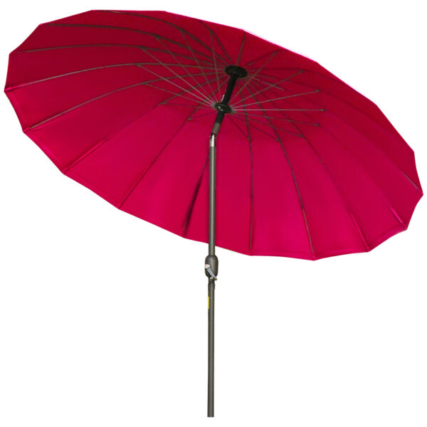 Outsunny ??255cm Patio Parasol Umbrella Outdoor Market Table Parasol with Push Button Tilt Crank and Sturdy Ribs for Garden Lawn Backyard Pool Wine