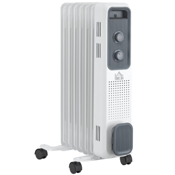 HOMCOM 1500W Oil Filled Radiator, Portable Electric Heater w/ Three Modes Adjustable Thermostat Safety switch,