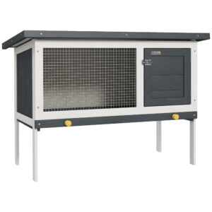 PawHut Wooden Pet House Rabbit Hutch Bunny Cage Small Animal Habitat with Dropping Tray Lockable Door Openable Waterresistant Asphalt Roof,