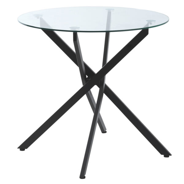 HOMCOM Side Table with Clear Tempe Glass Top, Round Table with Metal Legs, Modern Dining Table Furniture for Dining Room Living Room,