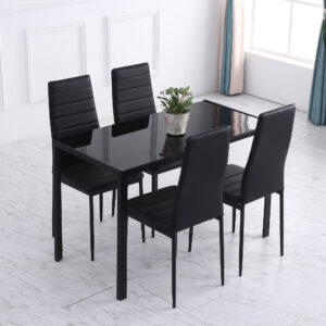 HOMCOM Modern Rectangular Dining Table for 4 People with Tempe Glass Top & Metal Legs for Dining Room, Living Room Chairs Not Included