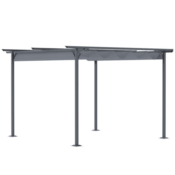 Outsunny 3.5M X 3.5M Metal Pergola Gazebo Awning Retractable Canopy Outdoor Garden Sun Shade Shelter Marquee Party BBQ,
