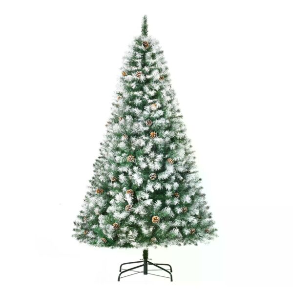 HOMCOM 6FT Artificial Christmas Tree with Pine Cones, Holiday Home Xmas Decoration Automatic Open,