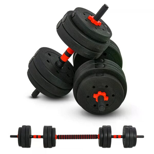 HOMCOM 25kg 2 IN 1 Adjustable Dumbbells Weight Set, Dumbbell Hand Weight Barbell for Body Fitness, Lifting Training for Home, Office, Gym,