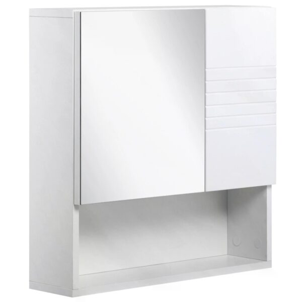 kleankin Bathroom Mirror Cabinet, Wall Mount Storage Cabinet with Double Door, Adjustable Shelf, 54cm x 15cm x 55cm,