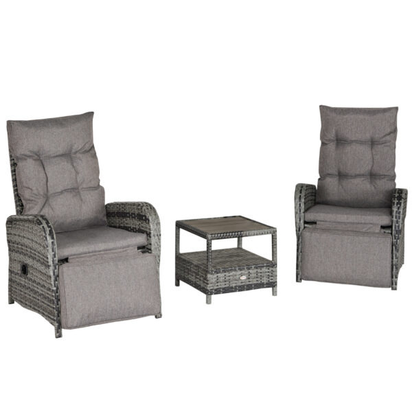 Outsunny 2 Seater Patio Rattan Wicker Chaise Lounge Sofa Set Bistro Conversation Furniture with Cushion for Patio Yard Porch Mixed