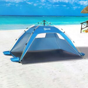 Outsunny Popup Beach Tent Sun Shade Shelter for 12 Person UV Protection Waterproof with Ventilating Mesh Windows Carrying Bag