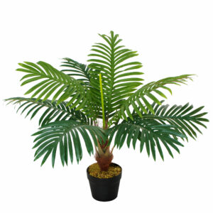 Outsunny Artificial Palm Tree Decorative Plant 8 Leaves with Nursery Pot, Fake Tropical Tree for Indoor Outdoor D??cor, 60cm
