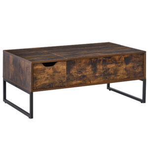 HOMCOM Extendable  Table Lift Top Desk w/ Hidden Storage Compartment Drawer Metal Frame