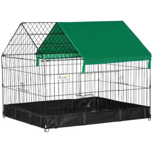 PawHut Guinea Pig Cage, Small Animal Habitat, Rabbit House w/ No Leaking Bottom, Safety Locking System, Top Roof