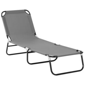 Outsunny Portable Folding Sun Lounger With 5Position Adjustable Backrest Relaxer Recliner with Lightweight Frame Great for Pool or Sun Bathing